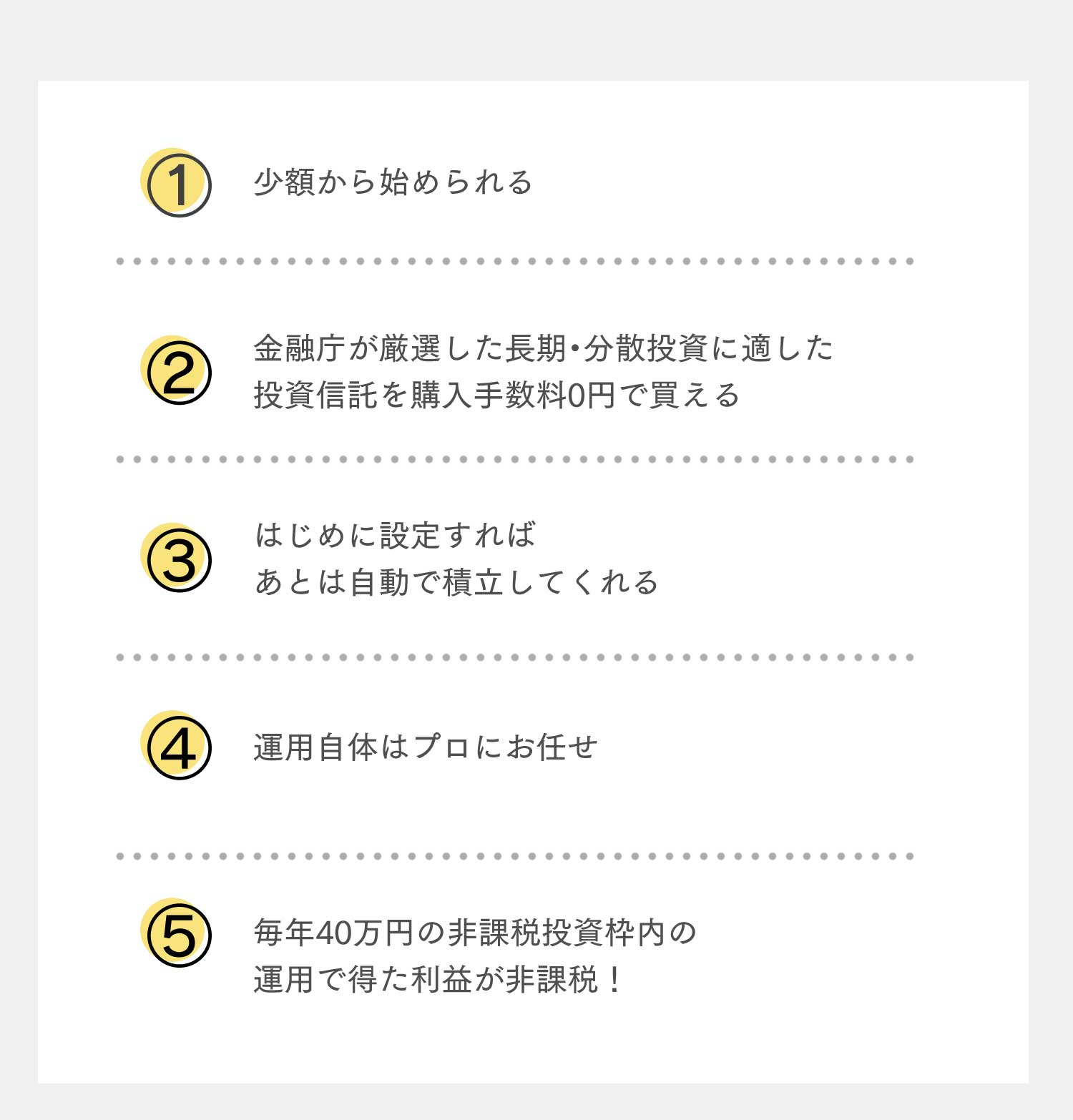 少額から始められる　等